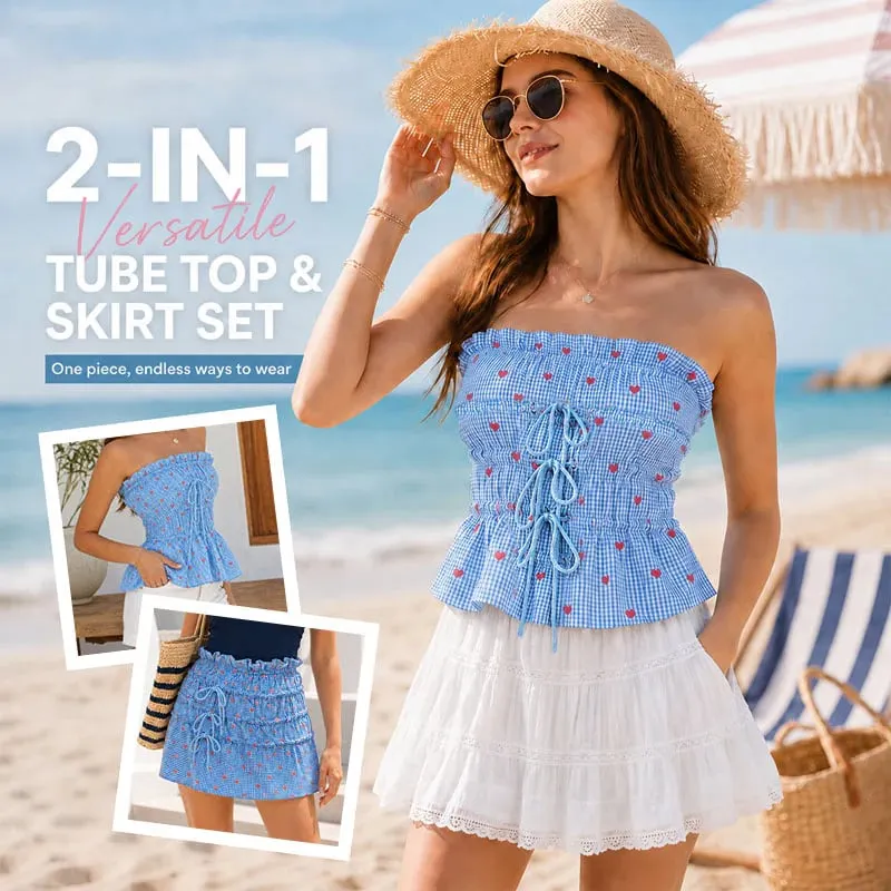 2-in-1 convertible ruched bandeau top and skirt