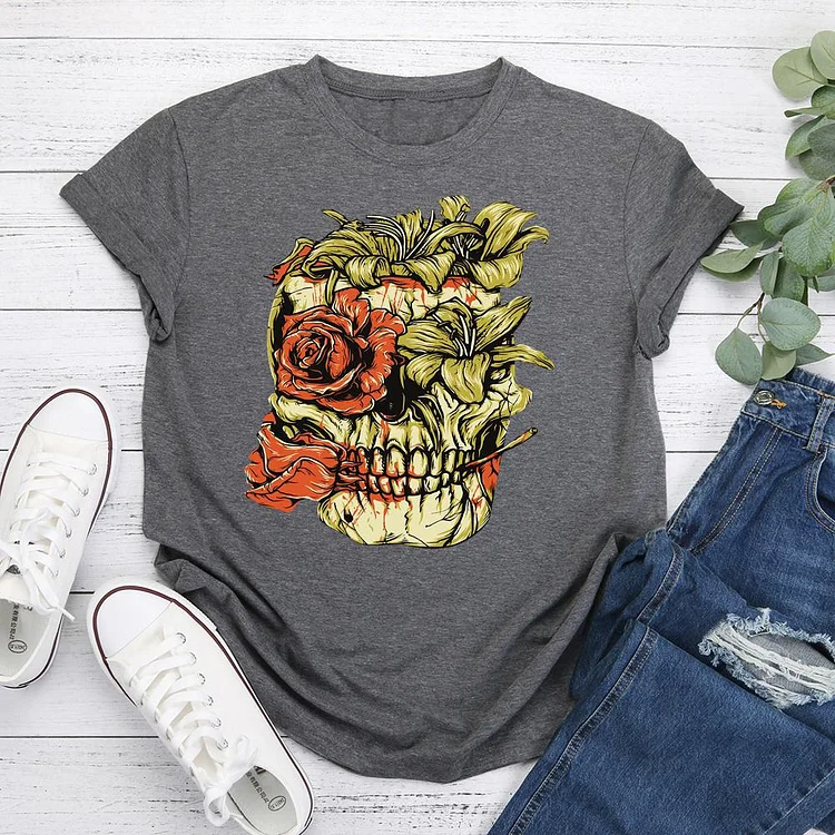 Skull Planter Grunge Tattoo T-shirt Tee -06284-Annaletters