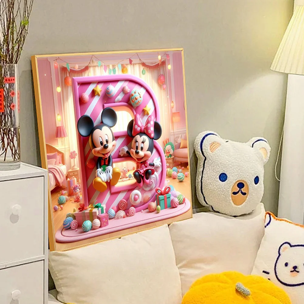 Full Round Diamond Painting 40*40cm - Mickey Minnie Alphabet