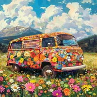 Flower Bus Journey &ndash; Diamond Painting