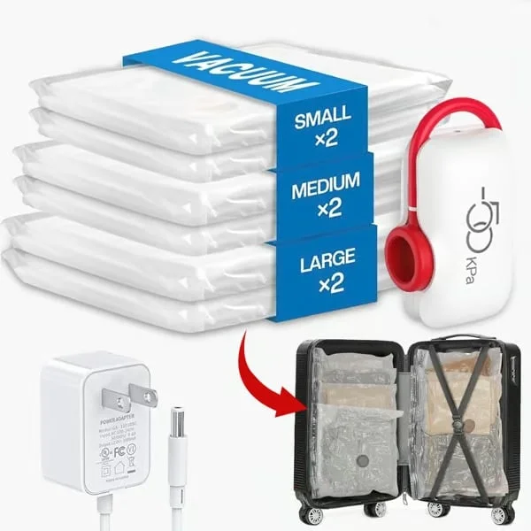 🏆9 Pack Lightweight Travel Bags with USB Electric Pump