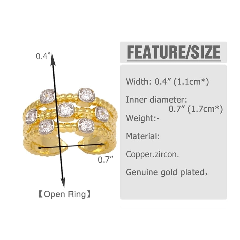 Copper Gold Plated Modern Style Minimalist Plating Inlay Irregular Zircon Open Rings