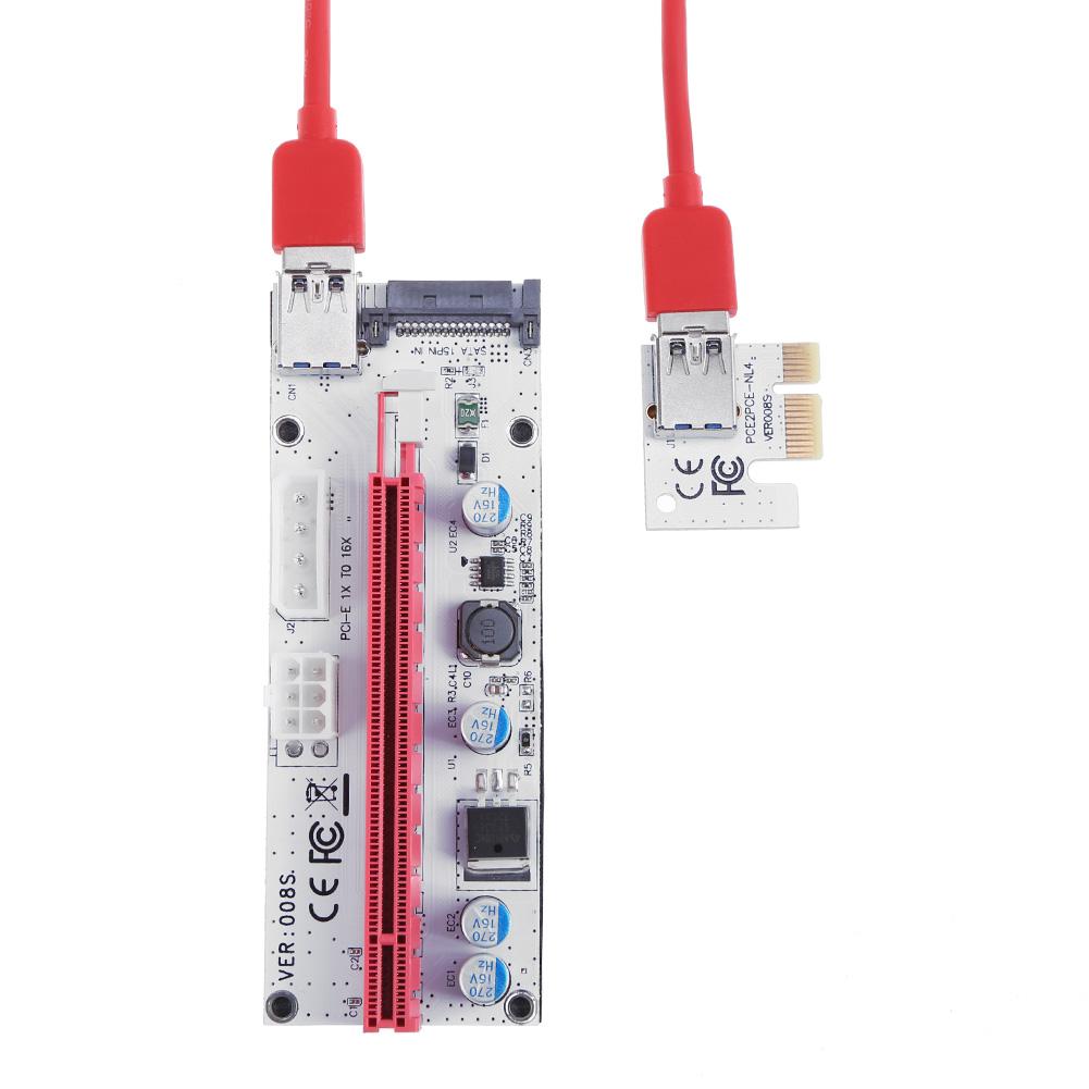 

PCI-E 1x to 16x Adapter Video Extender Card with 3 Power Ports Mining Cable, 501 Original