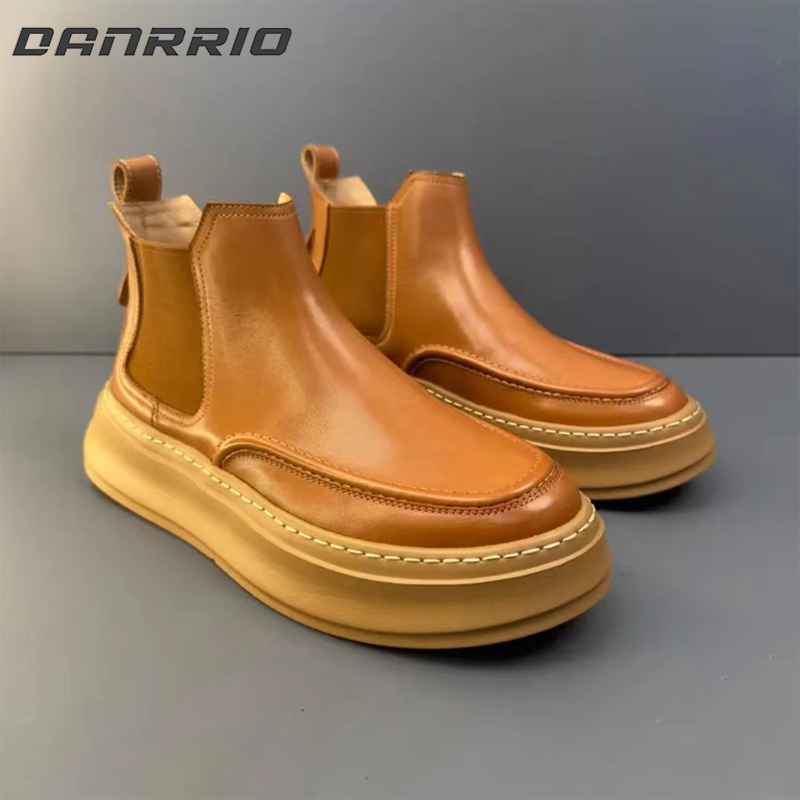 DANRRIO Handmade Retro Horsehide Chelsea Boots | Vintage British Style Martin Boot DANRRIO.COM DANRRIO