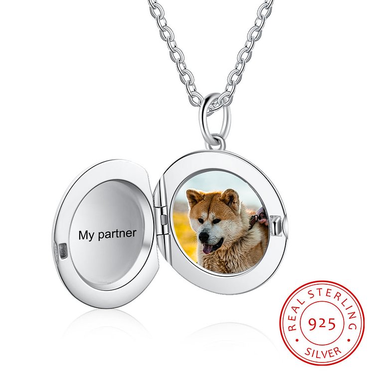 Personalized Picture Necklace Round Locket Pendant, Custom Necklace with Picture and Text