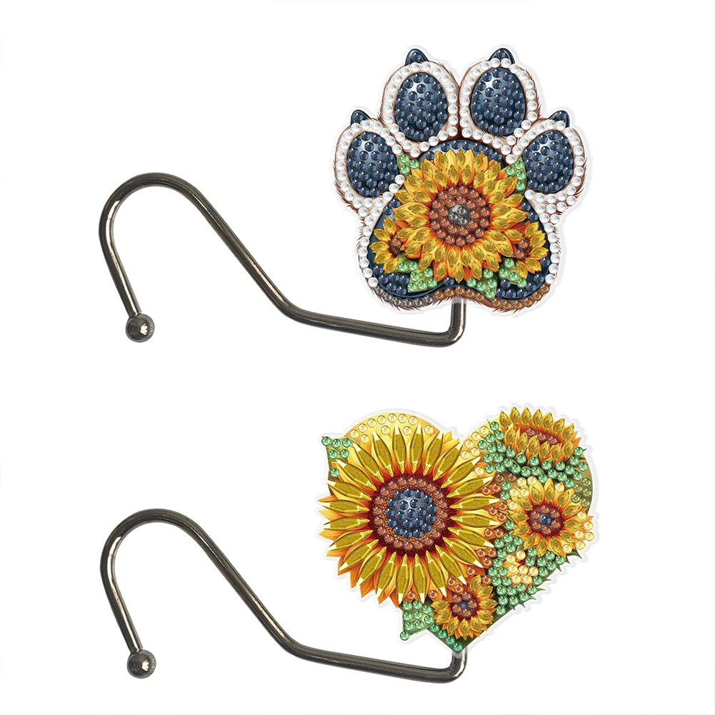 2Pcs Sunflower Diamond Painting Countertop Hooks for Home Office Decor