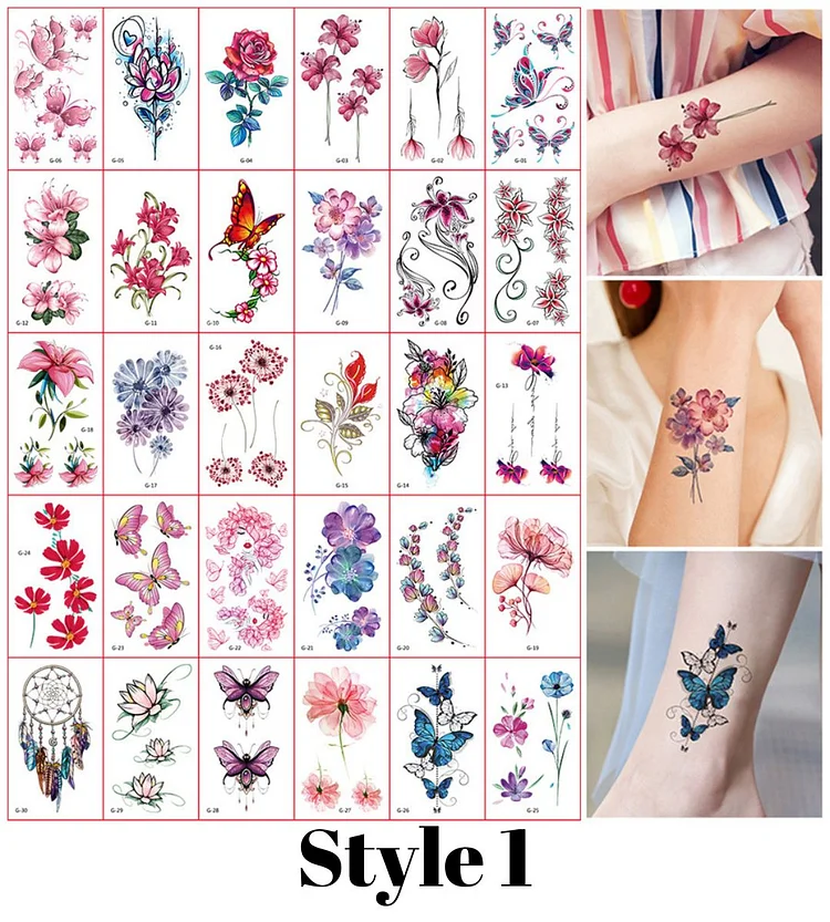 30 Sheets Small Flower Finger Temporary Tattoo