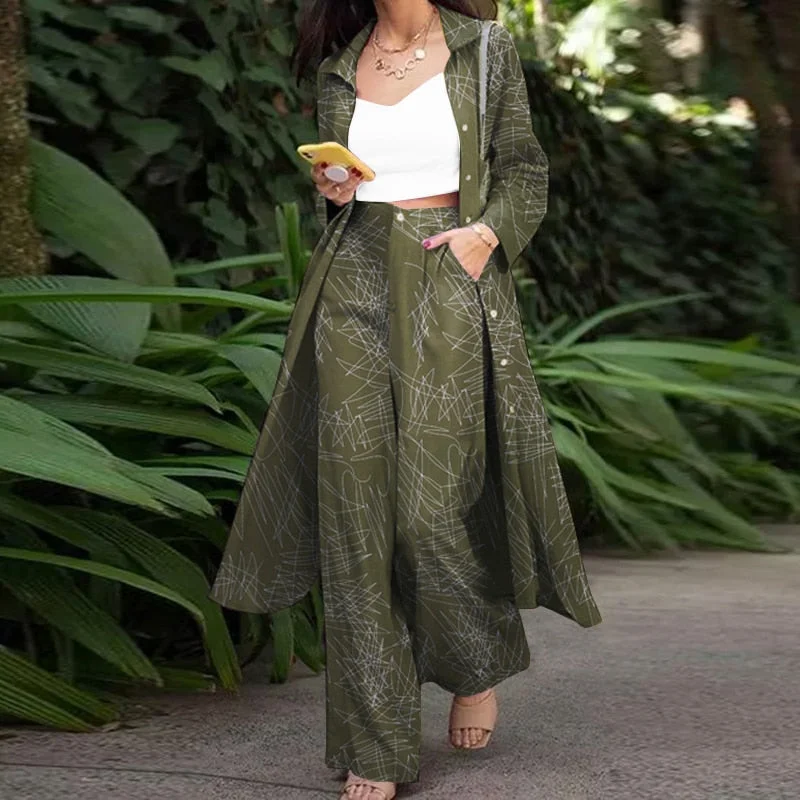 ZANZEA Fashion Long Sleeve Shirt 2PCS Women Suits Autumn Matching Sets Solid Loose Pant Sets Casual Wide Leg Trousers Oversized