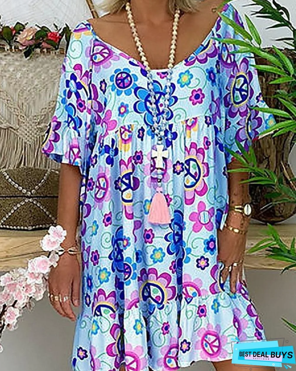 Women's Shift Dress Knee Length Dress Short Sleeve Print Hot White Red Green Light Blue