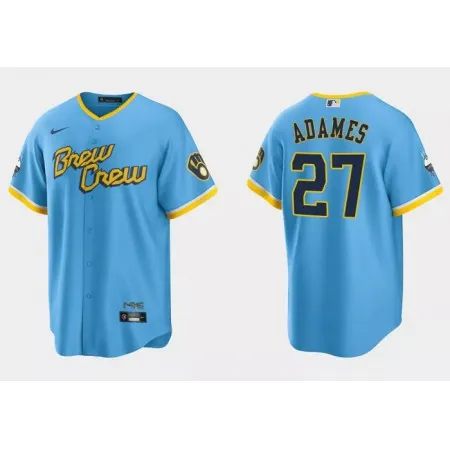 Youth Milwaukee Brewers #27 Willy Adames 2022 Powder Blue City Connect Stitched Jersey