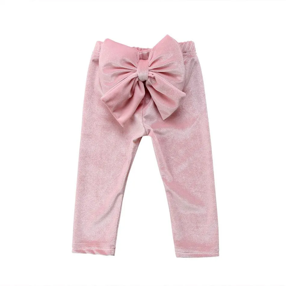 2018 Brand New Toddler Infant Child Kids Baby Girls Princess Bowknot Bottoms Pleuche Pants Leggings Trousers Cute Clothes 6M-5T