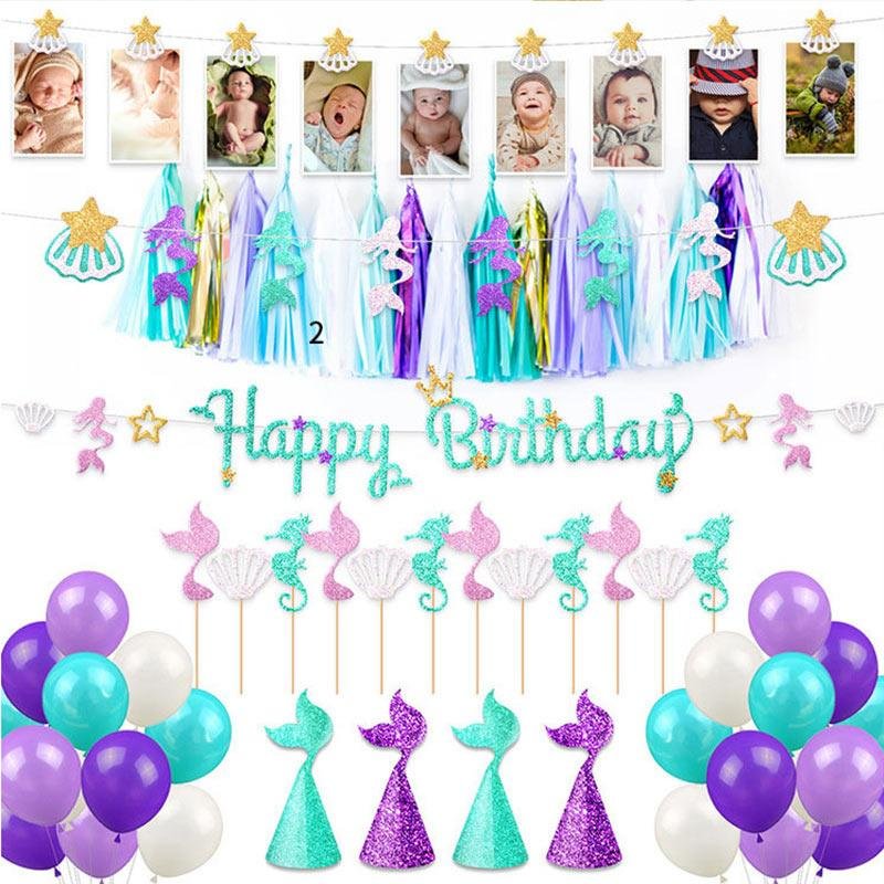 Mermaid Balloon Theme Birthday Party Set Children Decoration