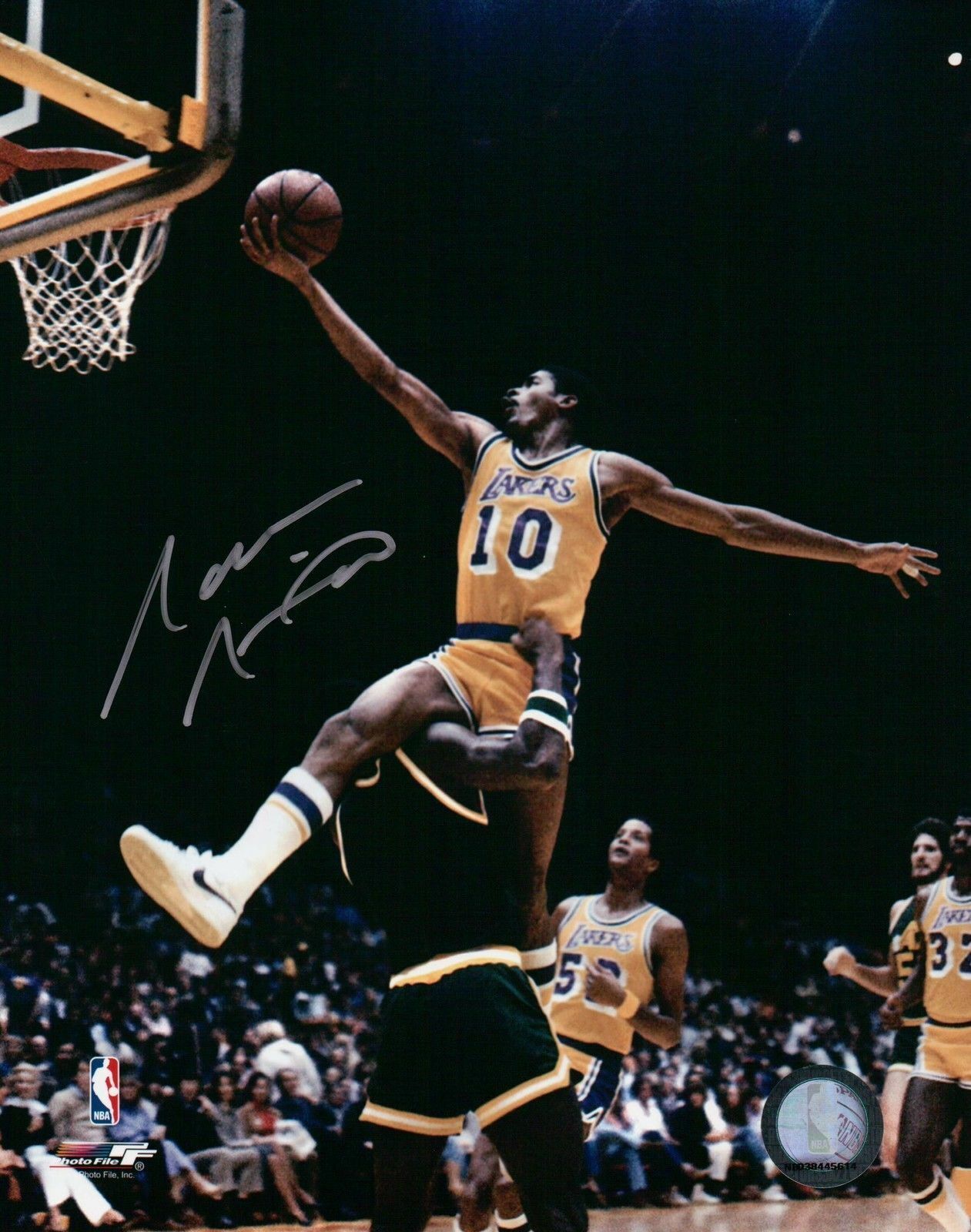 Norm Nixon Signed 8X10 Photo Poster painting Autograph Lay-Up vs. Utah Jazz LA Lakers w/COA