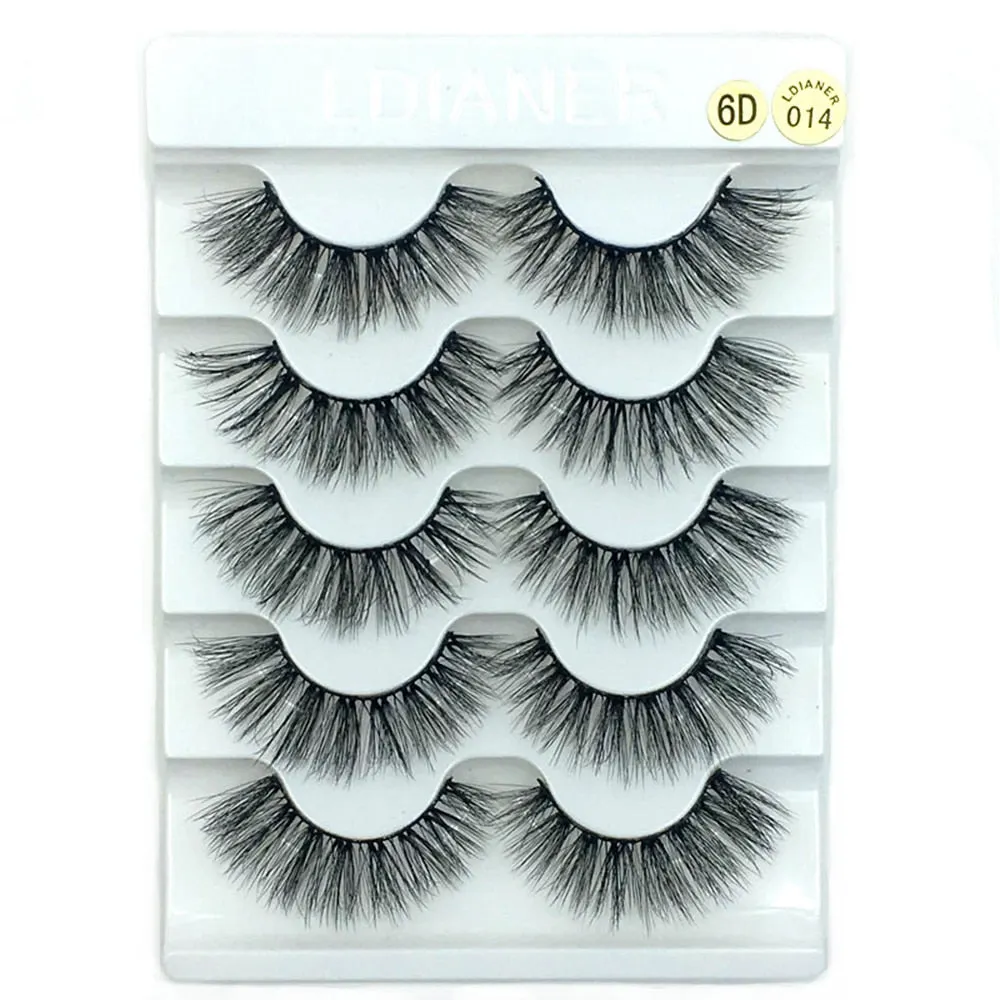 5Pairs 6D Mink Lashes False Eyelashes Natural Long Eyelash Extension Cross Volume Soft Fake Eye Lashes Winged Faux Cils Dropship