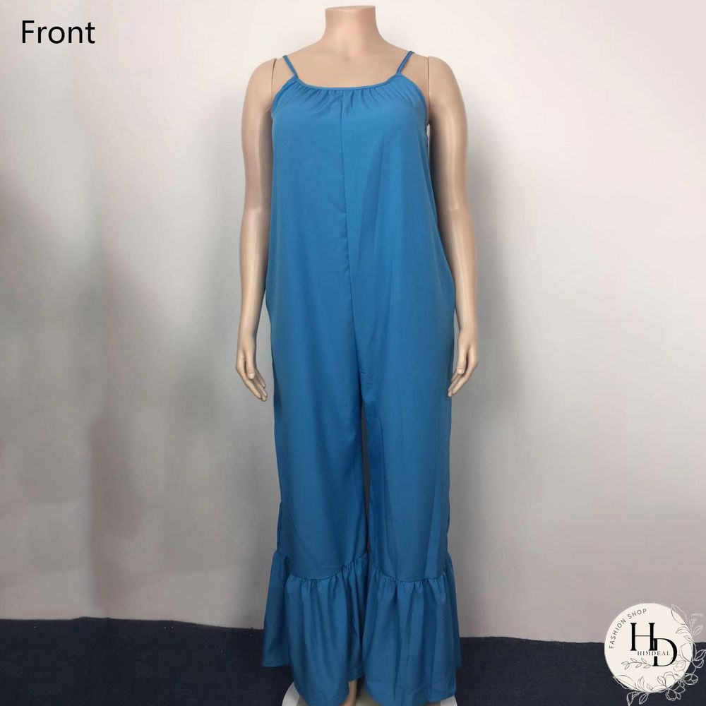 New Loose Jumpsuits & Rompers Women Spaghetti Strap Flare Pants Fashion High Street Wear Clothes Long Rompers & Overalls