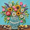 Framed Sunflower Blue Vase -  DIY Button Art Painting Kit for Creativity DIY Pearl Dot Crafts for Gift Home Wall Decor 30*30CM