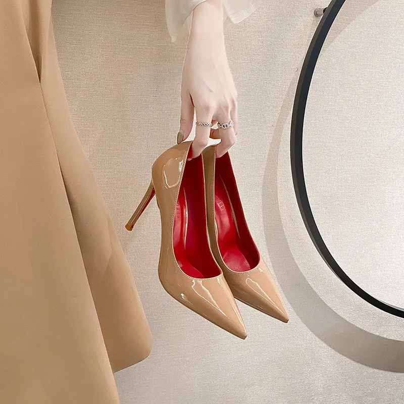 Breakj Breakj Black High-Heeled Women's Fine Heel Sexy Night Scene 2025 Spring And Autumn New Bed Patent Leather Pure Lusty Single Shoes