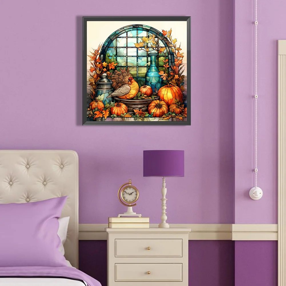 Diamond Painting - Full Round Drill - Pumpkin Turkey(Canvas|40*40cm)