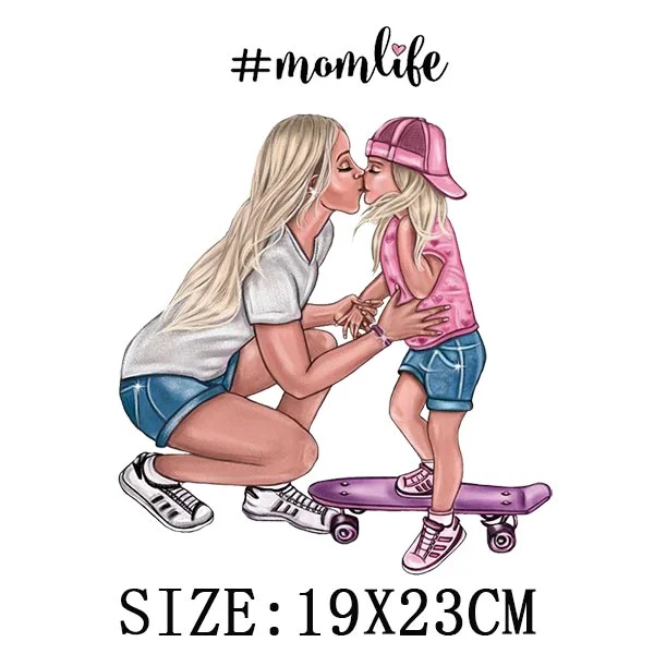 Mom&Baby Heat Sticker On T-shirt DIY Washable Iron On Transfer For Clothing Lovely Design On Clothes Patches Applique Decoration