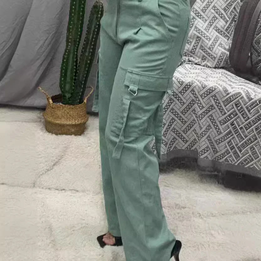 Wongn Wongn Street Fashion Retro Overalls Multi-Pocket Casual Straight Pants