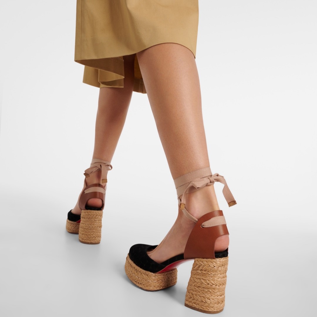 85mm Women's Chunky Red Bottom Sandals Waterproof Platform Straw Rope Sandals-MERUMOTE