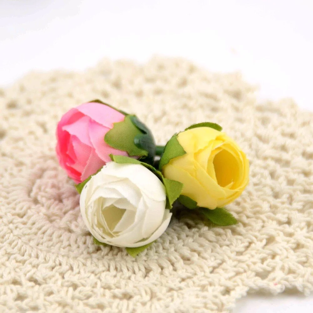 10pcs Cheap Mini Real Touch Silk Artificial Rose Flower Head Camellia Buds Wedding Home Decoration Wreaths Craft Fake Flowers