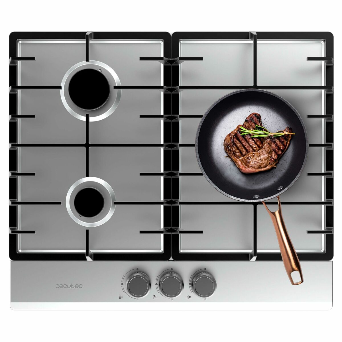 Gas Hob Cecotec Bolero Squad G 3200F Inox 6250 W 58 x 50 cm
