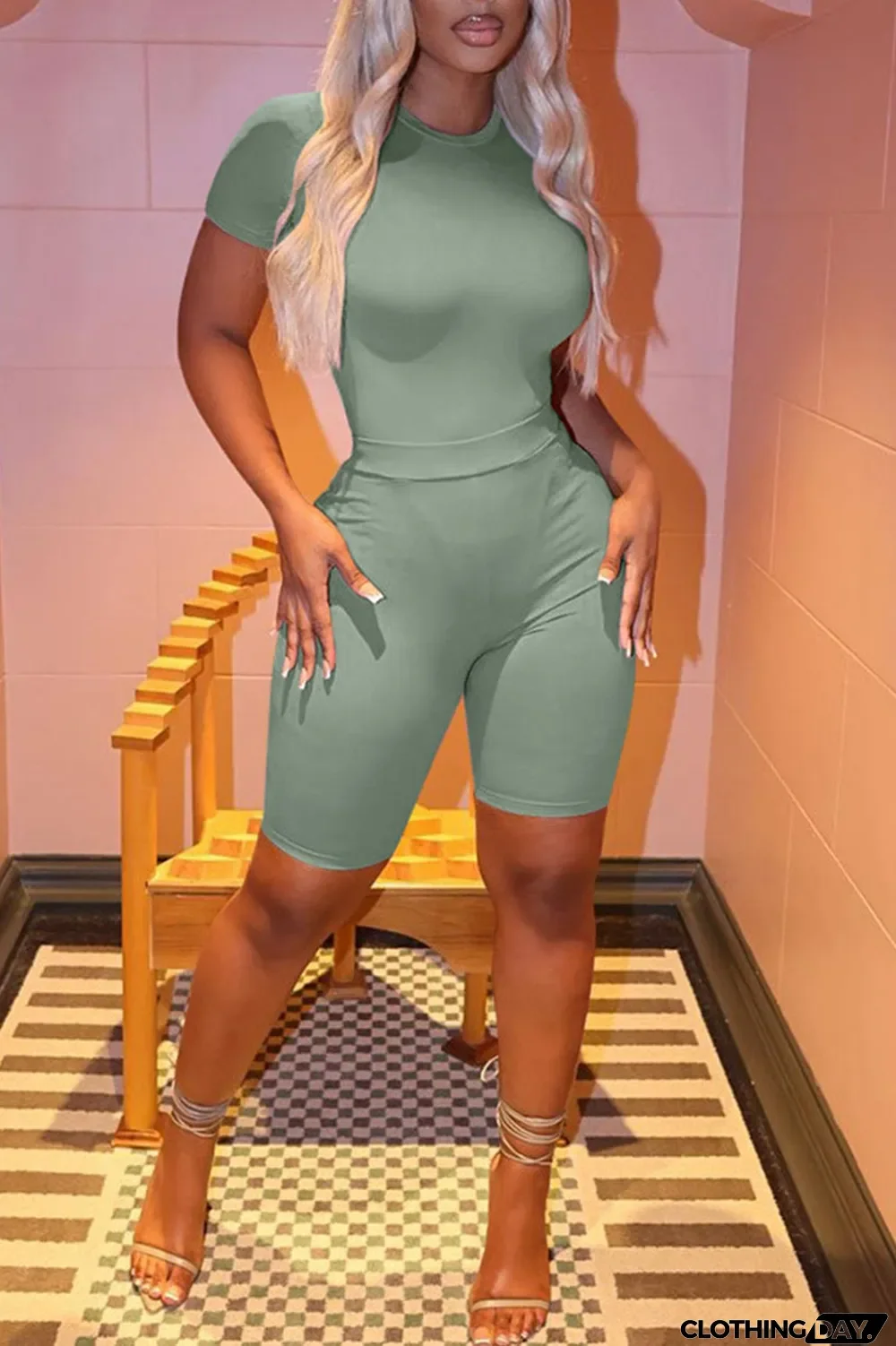 Black Casual Solid Patchwork O Neck Short Sleeve Two Pieces