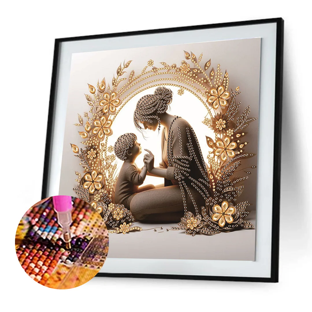 Diamond Painting - Partial Special Shaped Drill - Golden Mother Love(Canvas|30x30cm)