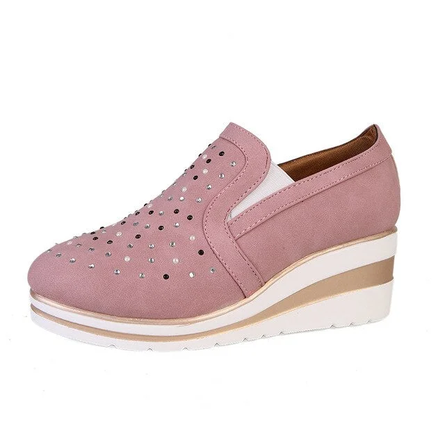 Autumn Women Platform Wedges Vulcanized Ankle Boots Height Increasing Female High Heel Shoes Ladies Fashion Plus Size 35-43