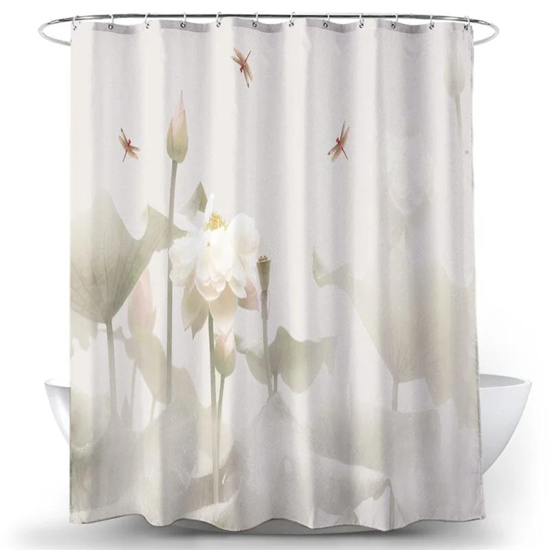 Flower Bird Shower Curtains Waterproof Bathroom Decor 3D Printed Fabric with Hooks Decoration Shower Curtain