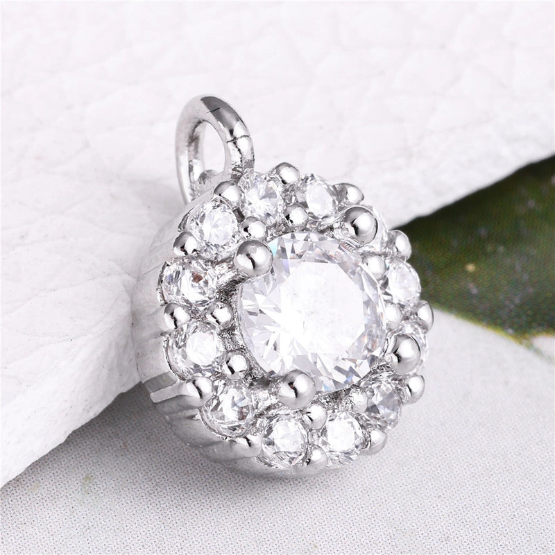 1 Piece Copper Zircon Four Leaf Clover Round Heart Shape Pendant Jewelry Accessories