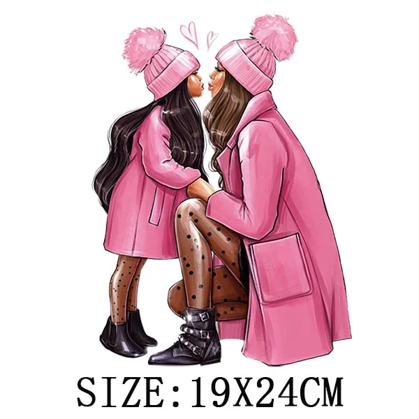 Mom&Baby Heat Sticker On T-shirt DIY Washable Iron On Transfer For Clothing Lovely Design On Clothes Patches Applique Decoration