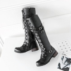 Punk Rock High Heeled Heavy Bottomed Black Boots