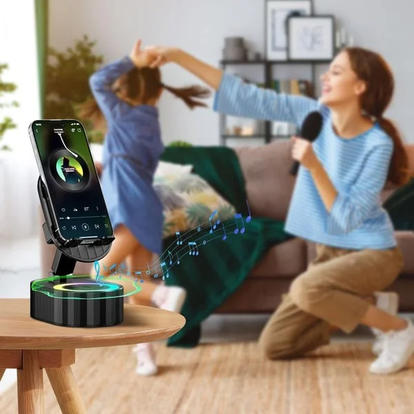 🔥2025 Upgrade Handyhalter mit Ein-Touch-Lautsprecher, Powerbank und warmem Umgebungslicht! ✨