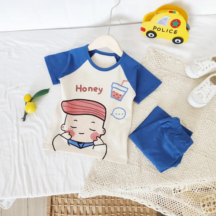 Baby Color Block Tee & Shorts Printed Set