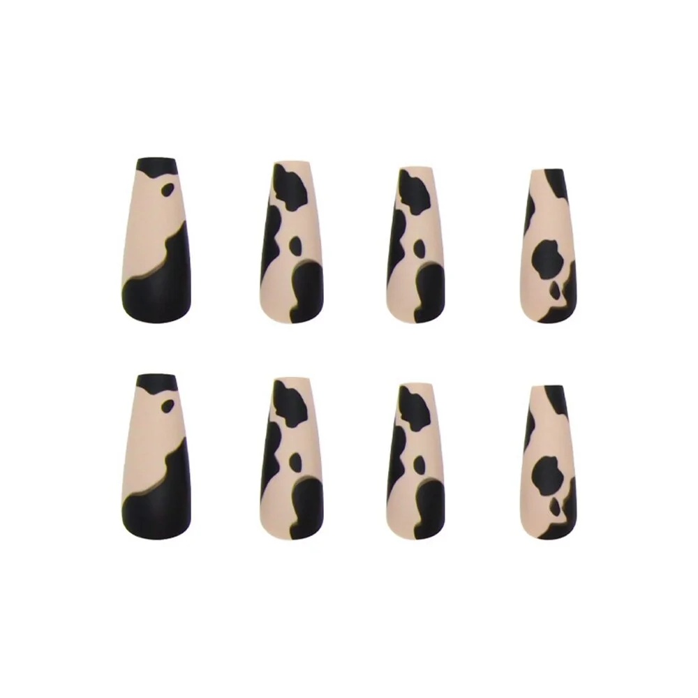 NEW Press On Nails Extra Long Leopard Matte Fake Nails with Glue Detachable Acrylic Full Cover Ballerina Nail Art Tips 24pcs/Set-Nail Inspo