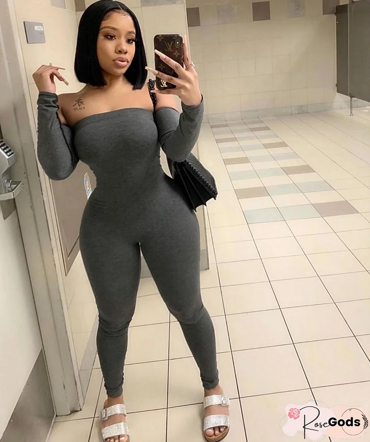 Sexy Off The Shoulder Full Sleeve Bodycon Jumpsuits