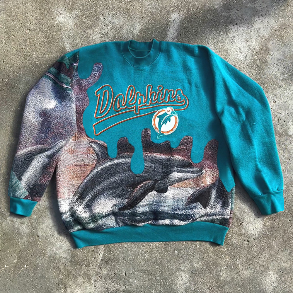 Fashion Dolphin Print Long Sleeve Sweatshirt