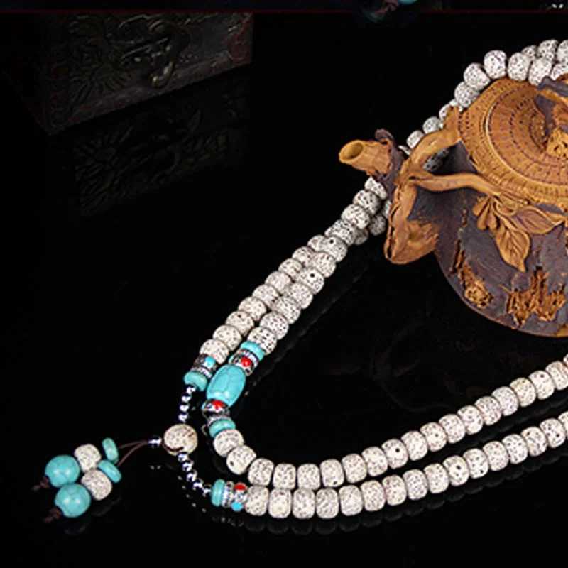 Bodhi Seed Turquoise 108 Beads Blessing Protection Bracelet Mala