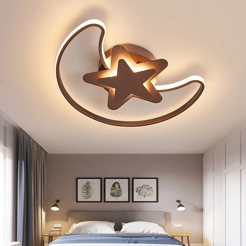 Acrylic Kids Led Ceiling Lights For Study Room Moon Stars Lightin Fixtures Lampe Led Plafond Plafond Home 10-15Square Meters