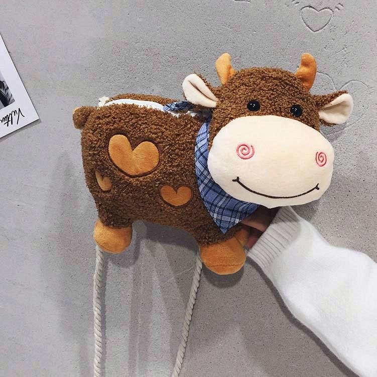 Kawaii Cow Plush Shoulder Bags