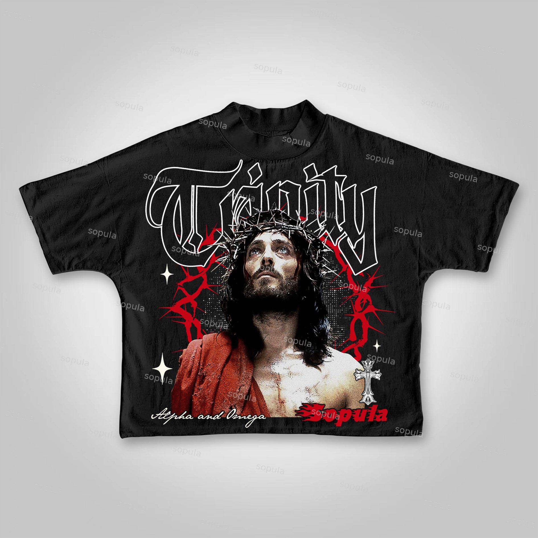 Vintage Thorn Jesus Graphic Cropped T-shirt - SOPULA