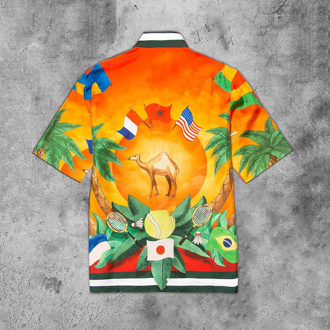 Summer fashion trend art print short-sleeved shirt