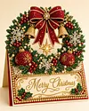 6pcs DIY Christmas Wreath Pearl Art Diamond Painting 3D Greeting Card