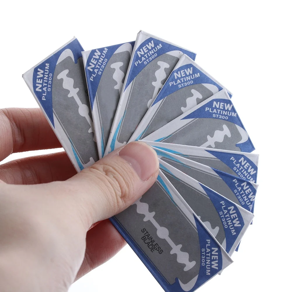 30pcsMen Razor Blades Stainless Steel Safety Hair Cutting Shaving Sharper Thinning Double Edge Blades Manual Shaver Professional