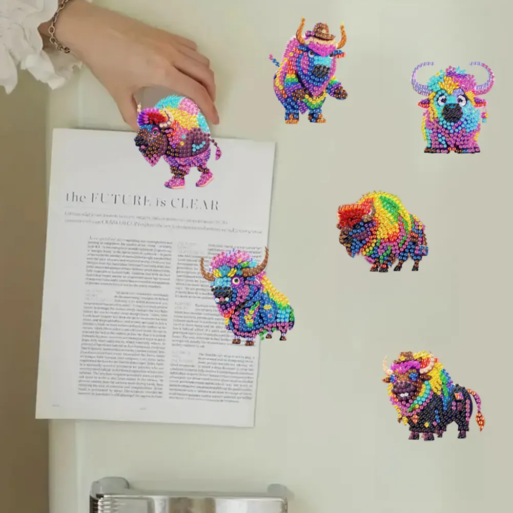 6Pcs Diamond Painting Refrigerator Magnets Diamond Art Kits for Adults (E)