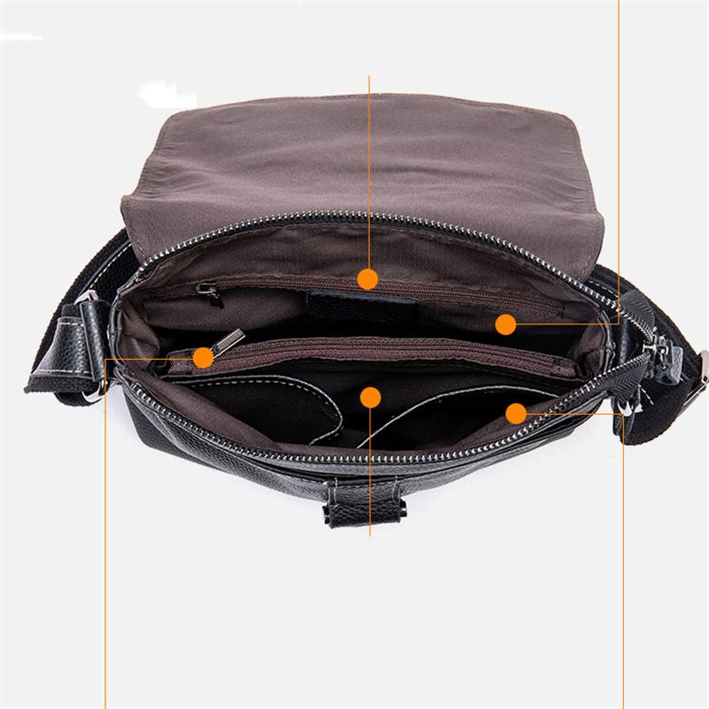 Leather Solid Color Business Crossbody Bag Shoulder Bag For Men