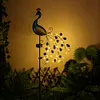 Metal Peacock Garden Ornament Lamp Waterproof LED for Courtyard Garden Path Lawn