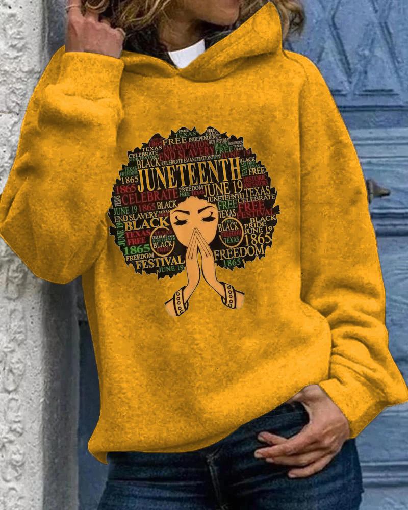 Letter Wish Black Girls Print Women's Hoodie
